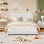 Struttura letto in tessuto con testiera imbottita, morbida e robusta, design ad angoli arrotondati, resistente, doghe in legno, nessun rumore, non è richiesta la base del materasso