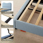 Struttura letto in tessuto con testiera imbottita, morbida e robusta, design ad angoli arrotondati, resistente, doghe in legno, nessun rumore, non è richiesta la base del materasso