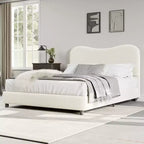 Struttura letto in tessuto con testiera imbottita, morbida e robusta, design ad angoli arrotondati, resistente, doghe in legno, nessun rumore, non è richiesta la base del materasso