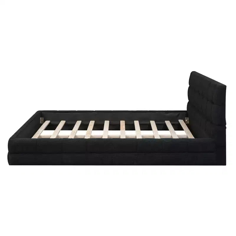 Struttura Letto Imbottita Queen Size, Letto a Piattaforma Imbottito in Pile Berber con Testiera Capitonnè