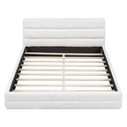 Struttura Letto Imbottita Queen Size, Letto a Piattaforma Imbottito in Pile Berber con Testiera Capitonnè
