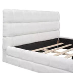 Struttura Letto Imbottita Queen Size, Letto a Piattaforma Imbottito in Pile Berber con Testiera Capitonnè