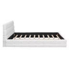 Struttura Letto Imbottita Queen Size, Letto a Piattaforma Imbottito in Pile Berber con Testiera Capitonnè