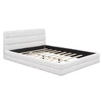 Struttura Letto Imbottita Queen Size, Letto a Piattaforma Imbottito in Pile Berber con Testiera Capitonnè