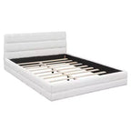 Struttura Letto Imbottita Queen Size, Letto a Piattaforma Imbottito in Pile Berber con Testiera Capitonnè