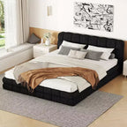 Struttura Letto Imbottita Queen Size, Letto a Piattaforma Imbottito in Pile Berber con Testiera Capitonnè