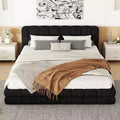 Queen Size Upholstered Platform Bed Frame, Berber Fleece Upholstered Grounded Bed with Tufted Headboard