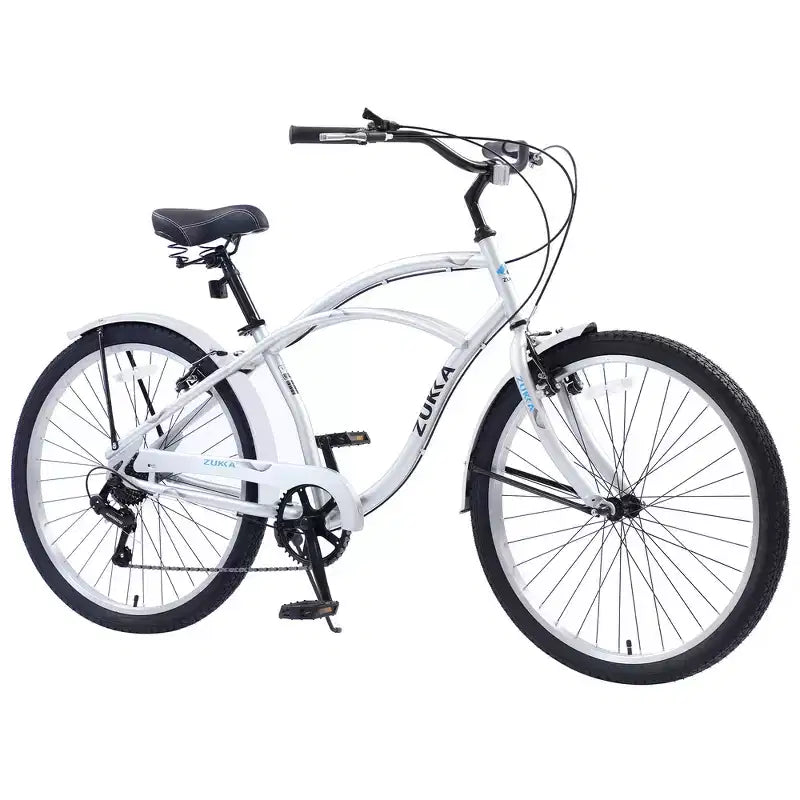 Whisen 26 Adult Outdoor Bikes with Steel Frame Low Swooping Frame, 7-Speed Gear, Front and Rear V brakes