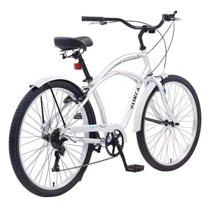 Whisen 26 Adult Outdoor Bikes with Steel Frame Low Swooping Frame, 7-Speed Gear, Front and Rear V brakes