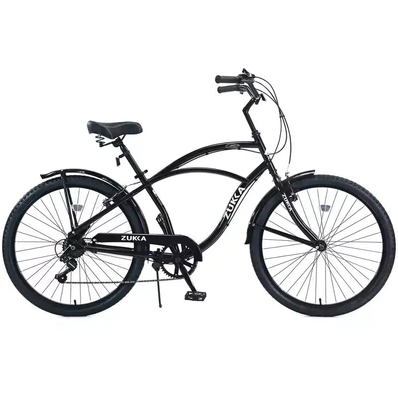 Whisen 26 Adult Outdoor Bikes with Steel Frame Low Swooping Frame, 7-Speed Gear, Front and Rear V brakes