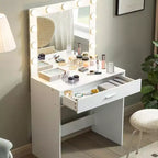 Vanity Desk with Mirror and Lights, Dressing Table with Large Drawer, 3 Adjustable Lighting Modes LED Mirror, Vanity Table