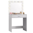 Toeletta con specchio e luci, tavolo da trucco con ampio cassetto, specchio a LED con 3 modalità di illuminazione regolabili, tavolo da toeletta