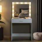 Toeletta con specchio e luci, tavolo da trucco con ampio cassetto, specchio a LED con 3 modalità di illuminazione regolabili, tavolo da toeletta