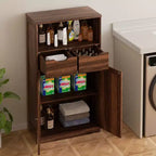 Celebalcony Mobile Autoportante per Bagno, Organizer con Ante e Cassetti, Dispensa Laterale con Ripiano Regolabile