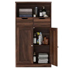 Celebalcony Mobile Autoportante per Bagno, Organizer con Ante e Cassetti, Dispensa Laterale con Ripiano Regolabile