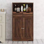 Celebalcony Freestanding Floor Bathroom Storage Cabinet, Organizer with Doors and Drawers, Side Cupboard Pantry with Adjustable Shelf