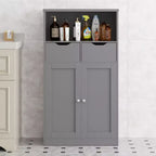 Celebalcony Mobile Autoportante per Bagno, Organizer con Ante e Cassetti, Dispensa Laterale con Ripiano Regolabile