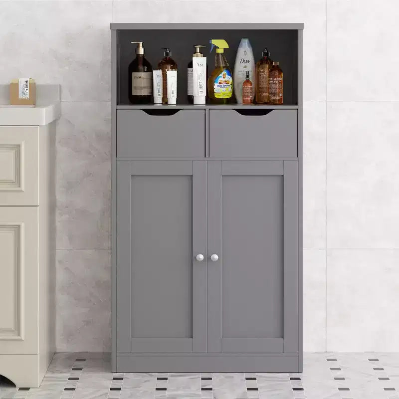 Celebalcony Mobile Autoportante per Bagno, Organizer con Ante e Cassetti, Dispensa Laterale con Ripiano Regolabile