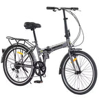 Whisen 24 Folding City Bike, Adult Bicycles with Shimano 7-Speed, Steel Frame
