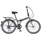 Whisen 24 Folding City Bike, Adult Bicycles with Shimano 7-Speed, Steel Frame