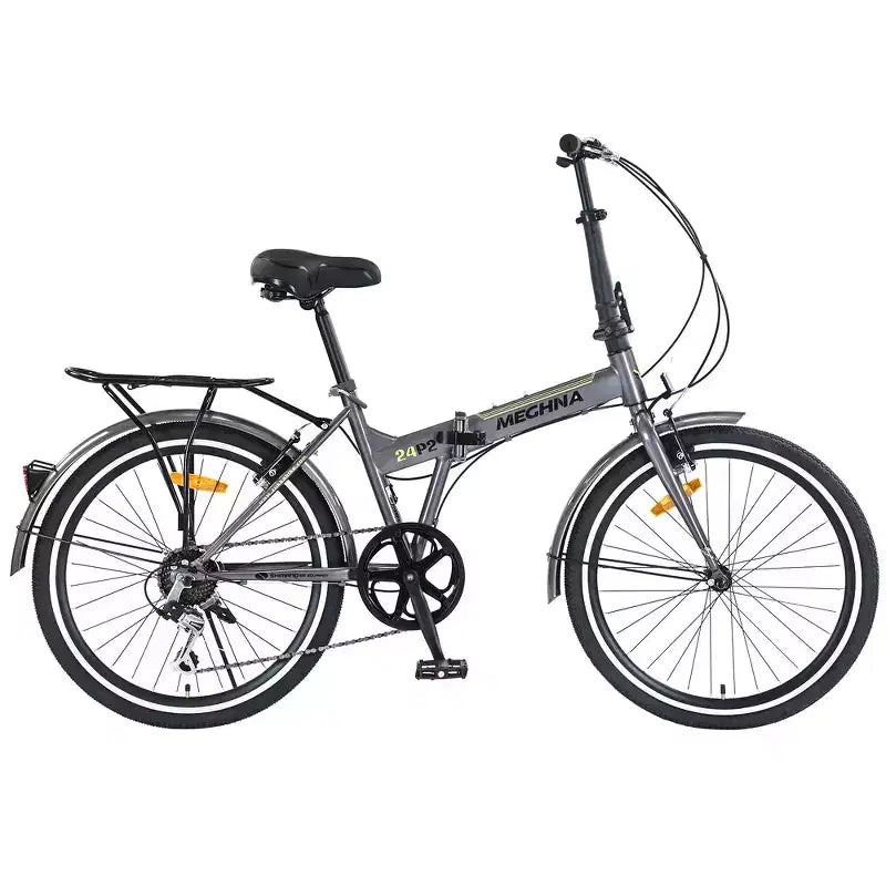 Whisen 24 Folding City Bike, Adult Bicycles with Shimano 7-Speed, Steel Frame