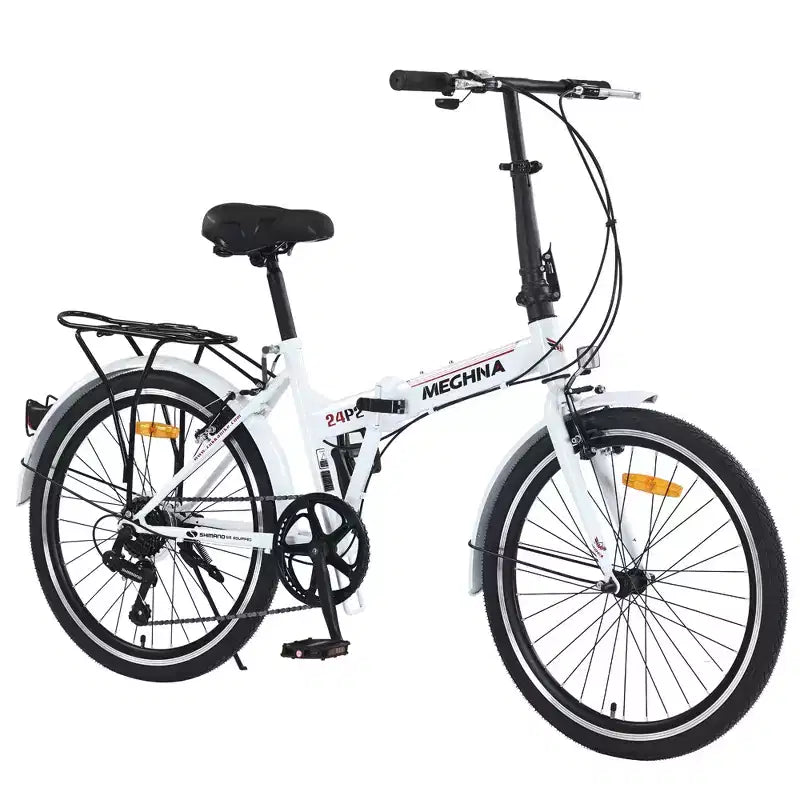 Whisen 24 Folding City Bike, Adult Bicycles with Shimano 7-Speed, Steel Frame