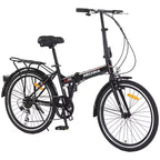 Whisen 24 Folding City Bike, Adult Bicycles with Shimano 7-Speed, Steel Frame