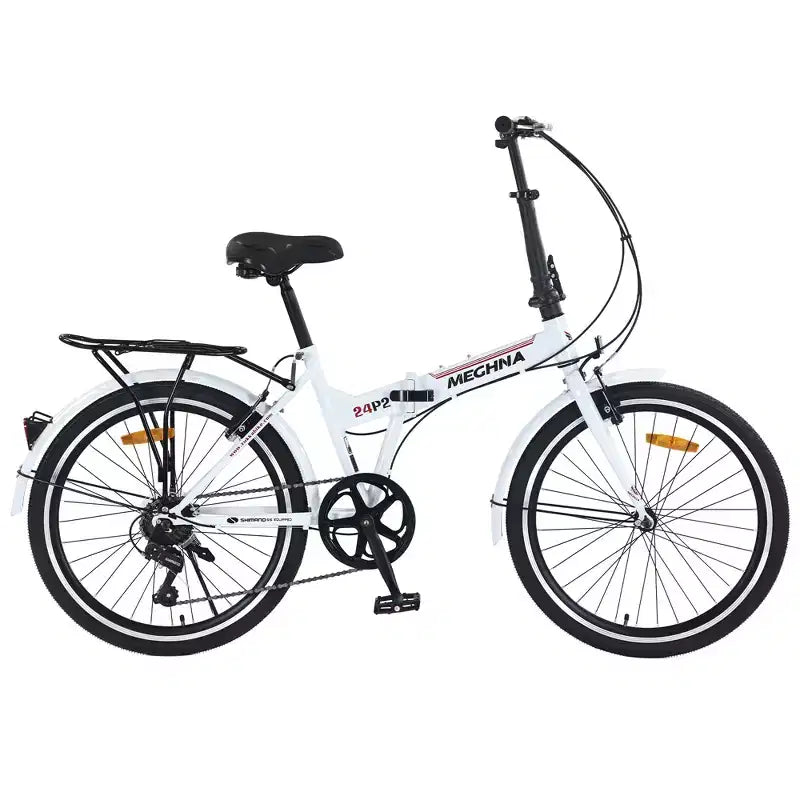 Whisen 24 Folding City Bike, Adult Bicycles with Shimano 7-Speed, Steel Frame