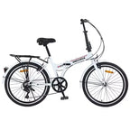 Whisen 24 Folding City Bike, Adult Bicycles with Shimano 7-Speed, Steel Frame