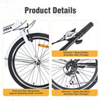 Whisen 24 Folding City Bike, Adult Bicycles with Shimano 7-Speed, Steel Frame