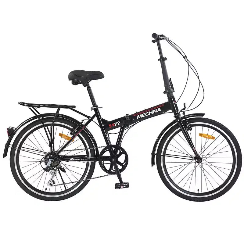 Whisen 24 Folding City Bike, Adult Bicycles with Shimano 7-Speed, Steel Frame