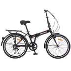 Whisen 24 Folding City Bike, Adult Bicycles with Shimano 7-Speed, Steel Frame
