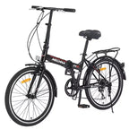 Whisen 24 Folding City Bike, Adult Bicycles with Shimano 7-Speed, Steel Frame