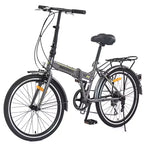 Whisen 24 Folding City Bike, Adult Bicycles with Shimano 7-Speed, Steel Frame