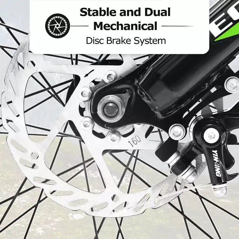 Bicicletta Okak 24" Fat Tire con Sospensione Anteriore, Mountain Bike a 7 Velocità con Freno a Disco e Telaio in Acciaio ad Alto Tenore di Carbonio, Bici da Trail per Pendolari