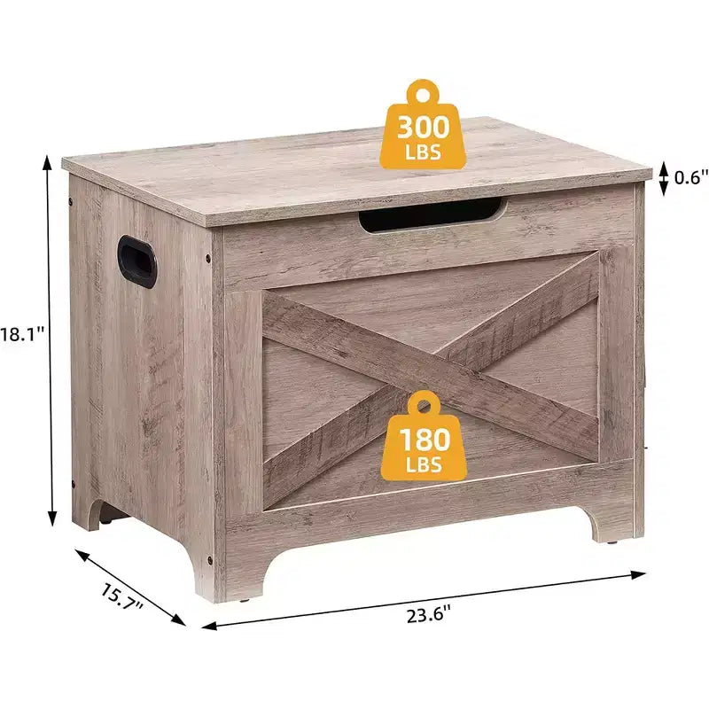 Storage Bench, Retro Wooden Storage Chest with 2 Safety Hinges, Loads 300 lb, Storage Ottoman Bench for Bedroom Living Room, Grey