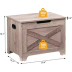 Storage Bench, Retro Wooden Storage Chest with 2 Safety Hinges, Loads 300 lb, Storage Ottoman Bench for Bedroom Living Room, Grey