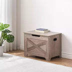 Storage Bench, Retro Wooden Storage Chest with 2 Safety Hinges, Loads 300 lb, Storage Ottoman Bench for Bedroom Living Room, Grey