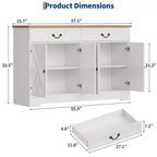 Mobile buffet da caffè rustico con 2 ante e cassetto, credenza da cucina, ripiano regolabile, capacità 68 kg, facile montaggio per sala da pranzo