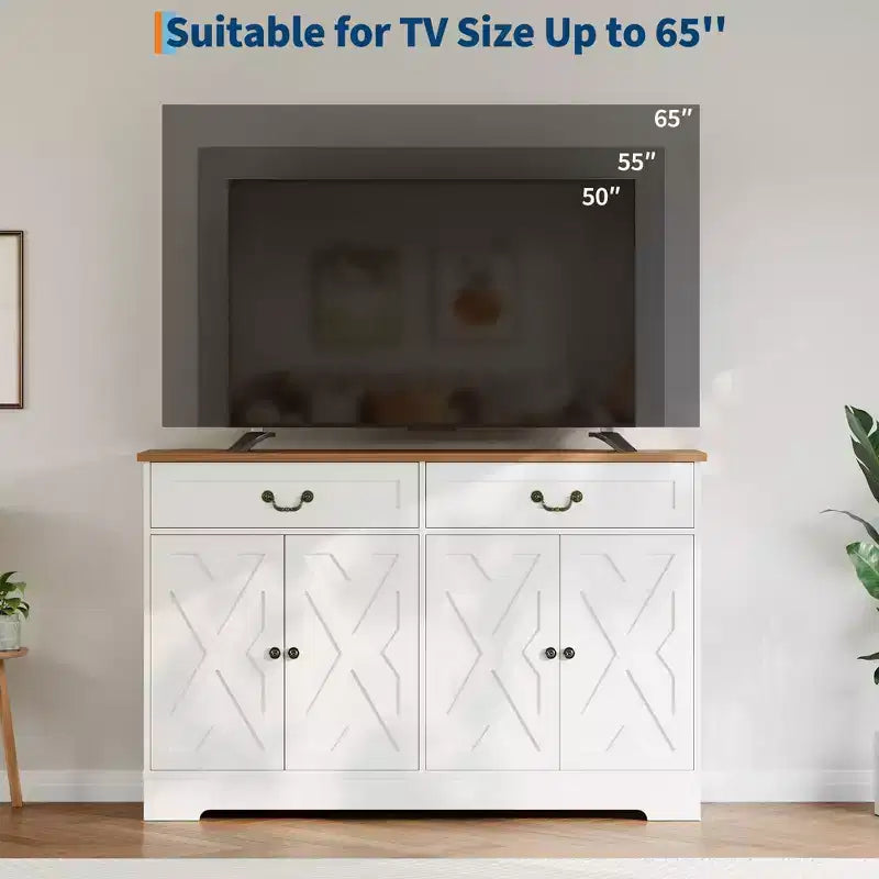Mobile buffet da caffè rustico con 2 ante e cassetto, credenza da cucina, ripiano regolabile, capacità 68 kg, facile montaggio per sala da pranzo