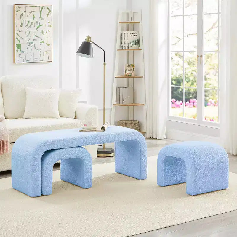 Panca moderna a U in tre pezzi e set pouf, incluso un piccolo pouf-divano, è perfetta da posizionare nell'ingresso o in camera da letto.