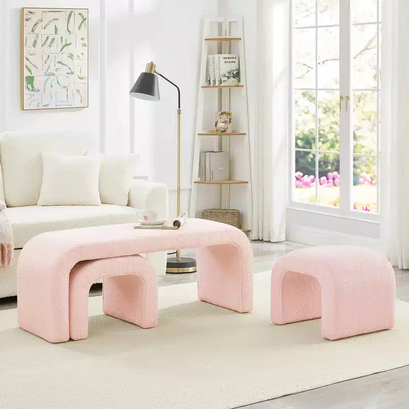 Panca moderna a U in tre pezzi e set pouf, incluso un piccolo pouf-divano, è perfetta da posizionare nell'ingresso o in camera da letto.
