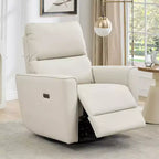 Nursery Glider Recliner with Swivel Rocking Motion, High Back PU Leather Chair for Nursery, Living Room and Bedroom