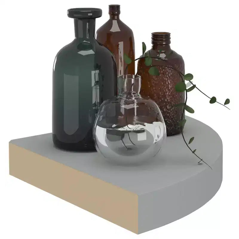 Mensola ad angolo set da 2 in MDF grigio a nido d'ape, metallo 25x25 cm