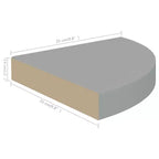 Mensola ad angolo set da 2 in MDF grigio a nido d'ape, metallo 25x25 cm