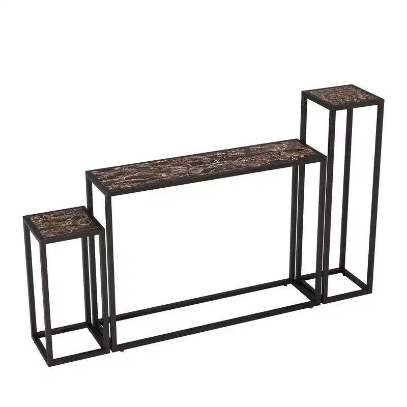 Set di 3 tavolini consolle GDFStudio Quinn Rustico