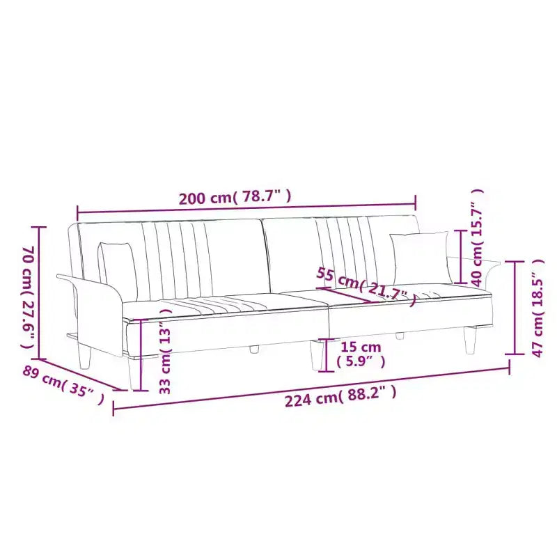 vidaXL Sofa Bed Sleeper Sofa Couch Bed Settee for Living Room Settee Fabric