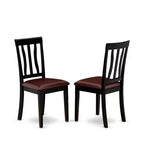 HomeStock 7-Piece Square Black & Cherry Finish Solid Wood Top Dining Table with 6-Chairs