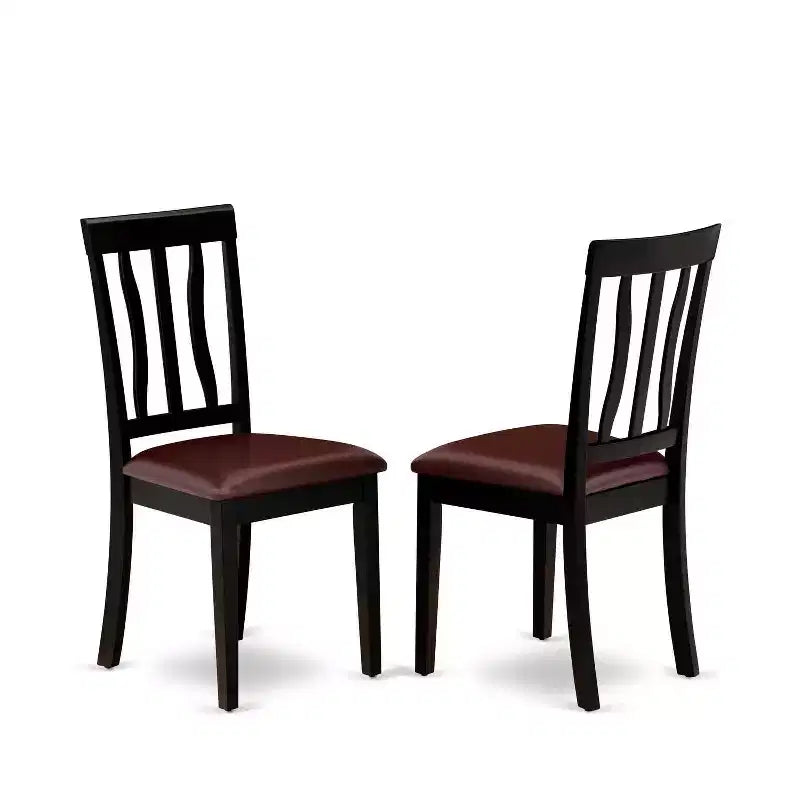 HomeStock 7-Piece Square Black & Cherry Finish Solid Wood Top Dining Table with 6-Chairs