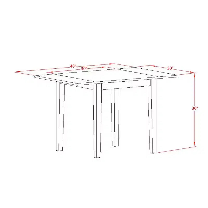 5-Piece Black and Cherry Finish Solid Wood Top - Rectangular Dining Room Set (Seats- 4)